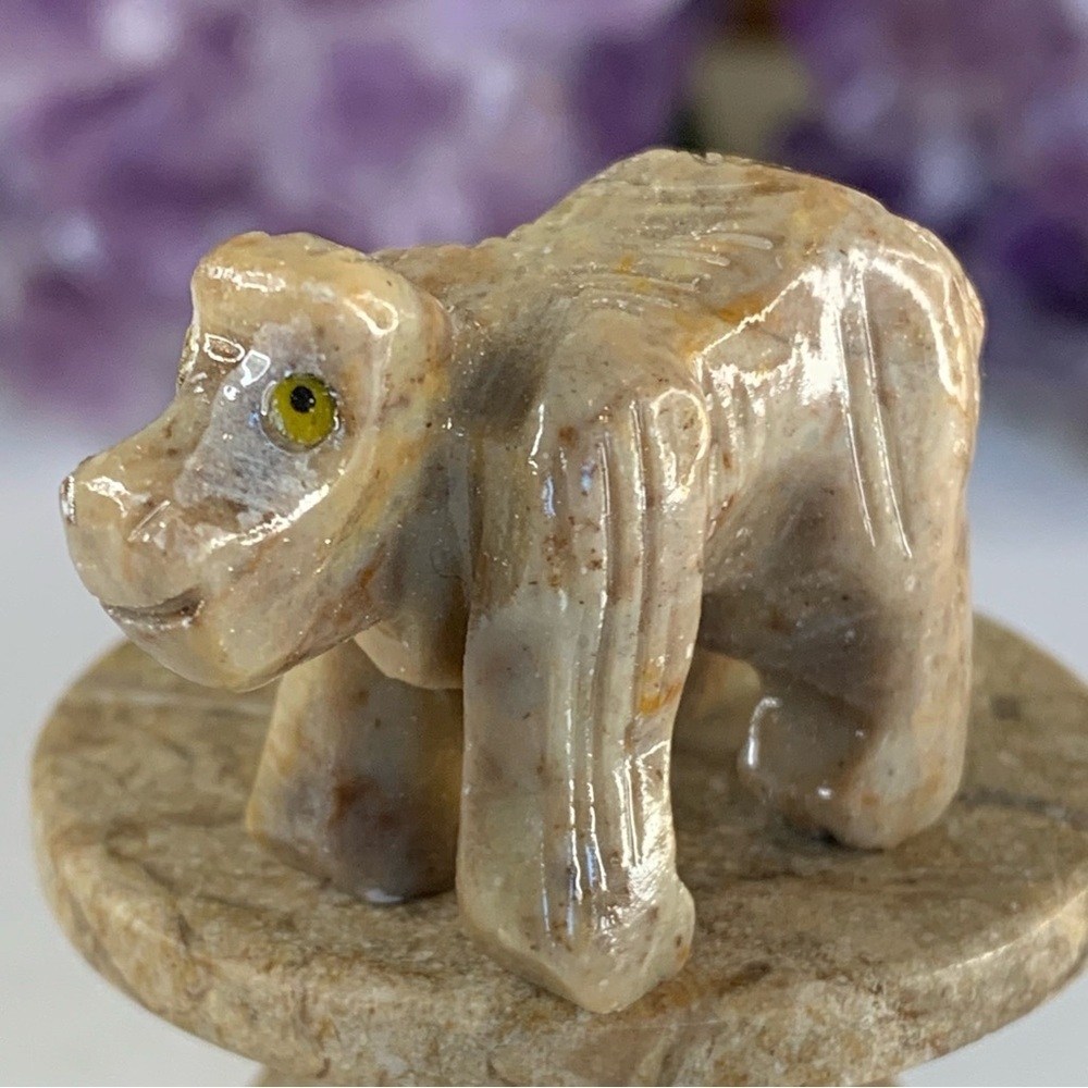 Miniature GORILLA Stone Carving Mini Figurine Steatite Carved Soapstone Animal
